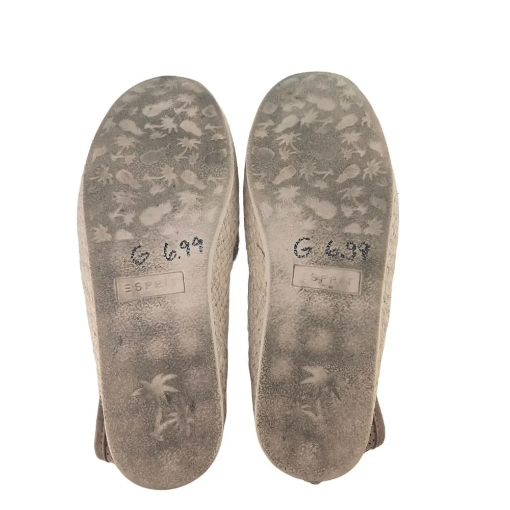 Esprit Women 9‎ Brown Perforated Jute Wrap Espadrille Slip On Flats
